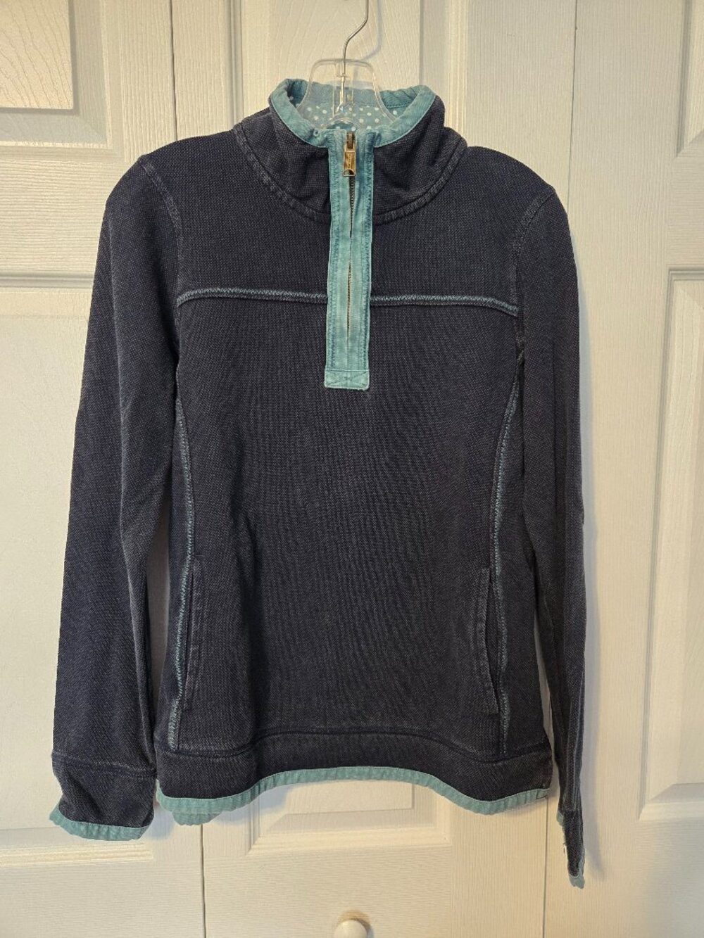 Fat Face Blue Quarter Zip Pull Over, Size 4.